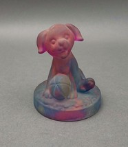 Fenton Vintage Hand Painted Satin Reuven Art Glass Dog With Ball Figurine (Read) - £143.87 GBP