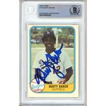 Dusty Baker Los Angeles Dodgers Auto 1981 Fleer Baseball Signed BAS Auth Slab LA - £54.75 GBP