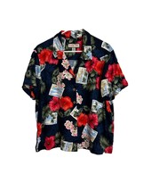 Jamaica Bay Womens Hawaiian Shirt Size XL Blue Red Sailboats Floral Palm... - $24.75