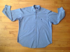 Ralph Lauren Men &#39;s Blue Yarmouth Long Dress Shirt  100% Cotton Size 17-34/35 - £15.57 GBP