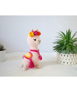 Alpaca plush toy Girl&#39;s crochet stuffed animal play toy Llama with acces... - $65.00