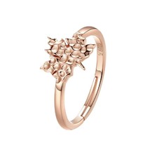 925 Sterling Silver 925 Ring  Rose Gold Plated Adjustable Open Maple Leaf Ring - £11.91 GBP