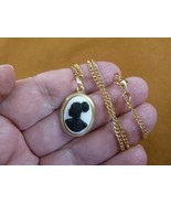 CA30-123 RARE African American LADY white + black CAMEO brass Pendant ne... - $497.79 MXN