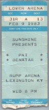 Pat Benatar Concert Ticket Stub Février 9 1983 Lexington Kentucky - $51.41