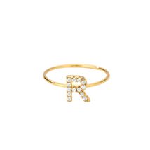 Stainless Steel Tiny Initial Zircon Ring,Delicate Gold Ring,Minimalist R... - £19.70 GBP