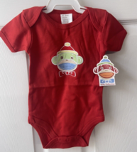 Genuine Monkeez Red Unisex One Piece Button Crotch 3-6 Months Embroidered - £4.35 GBP