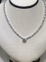 14K White Gold Finish 23.41CT Round Cut Diamond Women&#39;s Party Wear Necklace - £216.00 GBP