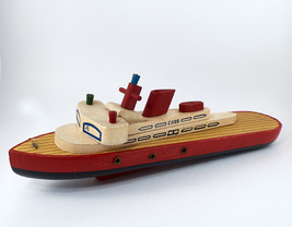 Cass Tug Boat/Ship Wooden Old Toy 16&quot; Vintage 1940-50s - £73.94 GBP