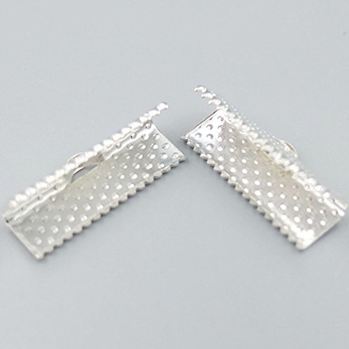 Bluemoona 200 PCS - 20mm 3/4" Ribbon Clamps Crimp with Loop Ends Pock & Cord Cla