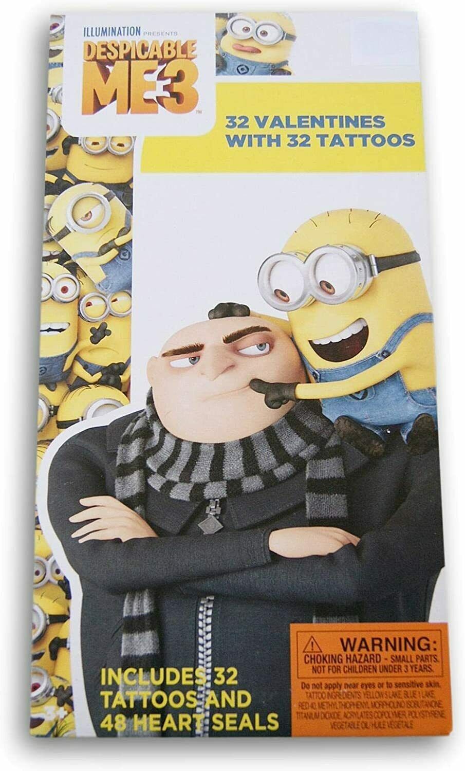 Despicable ME 3 Valentine's Day 32 Cards and Tattoos by Paper Magic Group - $2.99