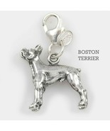 Boston Terrier Dog Charm 3 Dimensional Solid Sterling Silver - $47.52