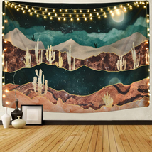 Likiyol Mountain Tapestry Moon Tapestry Desert Cactus Tapestry Starry Night Natu - £12.67 GBP