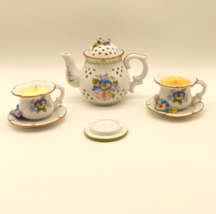 Tea Time Candle Collection Pansy Scent Luminous Treasures Retired Avon 2003 - $26.68