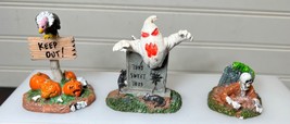 3 Lemax Spooky Town Ghost Grave yard vulture zombie accessory pieces head stone - £16.19 GBP