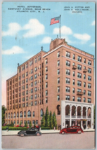 Vintage Postcard Jefferson Hotel Atlantic City NJ Fireproof Building 1939 - £11.28 GBP