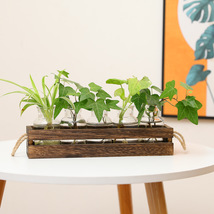 Wooden Frame Hydroponic Vase, Plants Vase Table Decoration, Home Decor - £23.96 GBP+