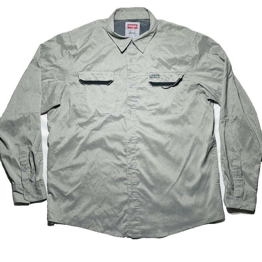 Primary image for WRANGLER OUTDOOR SERIES Mens Size L Gray Vented Button Up Sportsmen Shirt