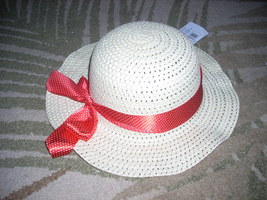 straw hat that keeps the sun out/red ribbon around rim nwt - $35.55