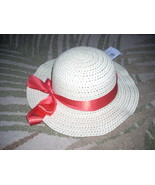 straw hat that keeps the sun out/red ribbon around rim nwt - €30,88 EUR