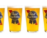 Pabst Blue Ribbon PBR Beer Glasses Set of 4 - £39.52 GBP
