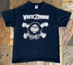 Vintage WHITE ZOMBIE T-Shirt-Black-Gildan-L-Heavy Metal Graphic Tee-Cros... - £216.90 GBP