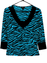 Clara Sunwoo Women&#39;s Size S Leopard Print Bright Blue 3/4 Sleeve - $15.85
