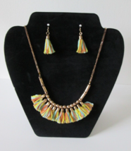 CATO &quot;C1946&quot; Goldtone Multi-Color Tassel Necklace &amp; Earrings Set - £9.49 GBP