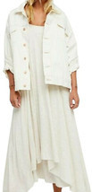 Free People Dreaming in White Jacket XSmall Small 0 2 4 6 Denim Coat Poc... - $70.39