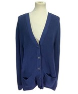 Lands End Women’s Sweater Drifter Cardigan Dark Blue V Neck Size XL/T XL... - $26.99