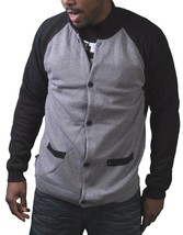 Kr3w Uomo Grigio Nero Cotone Bridgeton Maglia con Bottoni Cardigan Inver... - $36.75