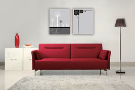 Davenport Mid-Century Red Fabric Single Sofa Bed - £712.22 GBP