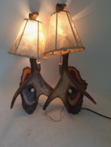 Pair of Vintage Moose Drop Antler Wall Lights, Western, Rustic Decor, 21&quot; Tall - £166.95 GBP