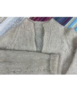 Vintage Mixed Fibers Fuzzy Open Front Cardigan Loose Knit Lightweight Cozy - £19.46 GBP