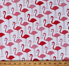 Knit Flamingos Pink Birds Animals White Urban Zoologie Fabric by Yard D450.18 - £11.84 GBP