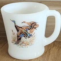 Fire King Game Bird White Milk Glass Coffee Mug Cup Mallard Duck Nice Condition - £9.49 GBP