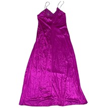 Sexy Vintage Fuschia De Notte Long Nylon Lace Satin Nightgown Medium - $72.00