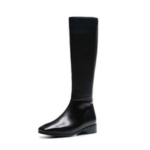 genuine leather big size thick handsome long boots med heel square toe women kee - £116.10 GBP
