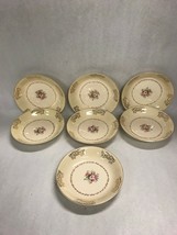 7 bowls Vintage Porcelain Encrusted 22K-Gold 8 inch Mid century soup salad - £17.40 GBP