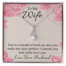 To My Wife  You&#39;re a Breath of Fresh Air Alluring Ribbon Necklace Message Card - £52.55 GBP+
