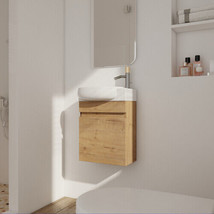 Soft Close Doors Bathroom Vanity With Sink,16 Inch For Small Bathroom - £167.00 GBP