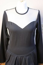 Vtg Lerner NY 6 Sheer Panel Long Sleeve Black One Piece Jump Body Suit USA - £23.91 GBP