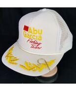 vintage trucker hat Abu Garcia Fishing Team hook white snapback NEVER WORN! - $605.17 MXN
