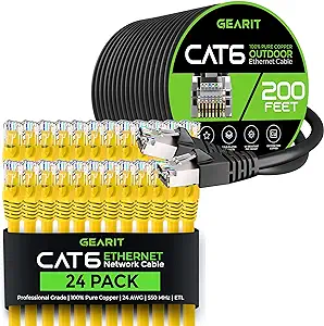 GearIT 24Pack 6ft Cat6 Ethernet Cable &amp; 200ft Cat6 Cable - $234.99