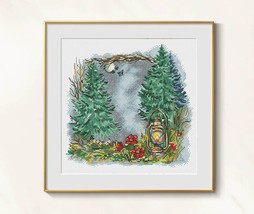 Forest moon cross stitch woodland pattern pdf - fairy tale cross stitch ... - $10.99