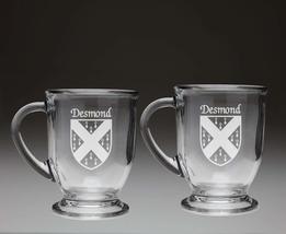 Desmond Irish Coat of Arms Glass Coffee Mugs - Set of 2 - $34.00