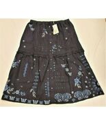 Johnny Was Embroidered Midi Skirt Size- L Gray/Blue 100% Linen - $148.48