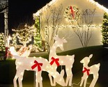 Northlight Set-3 Glittered Doe Fawn Deer Christmas Holiday Reindeer Whit... - $56.95