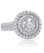 Double Halo 1.95 Ct Round Cut Natural Diamond Engagement Ring 14k White Gold - $3,721.35