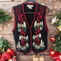 Victoria Jones Petite Women&#39;s Christmas Holiday Sweater Vest Size PL  Ca... - $24.74