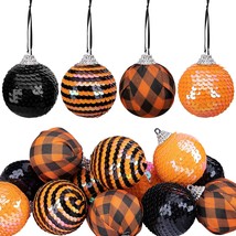 12Pcs Halloween Ball Ornaments - 1.96&quot; Halloween Sequin Hanging Ball - S... - £18.82 GBP